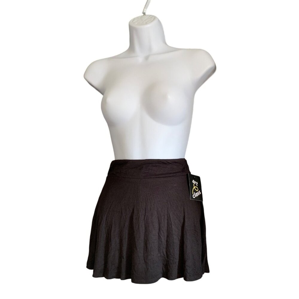 Art Class Junior Black Stretchy Skater Skirt Skort w/ Built-In Short Size Small - Picture 4 of 12